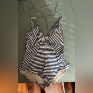 One piece blue/white suit